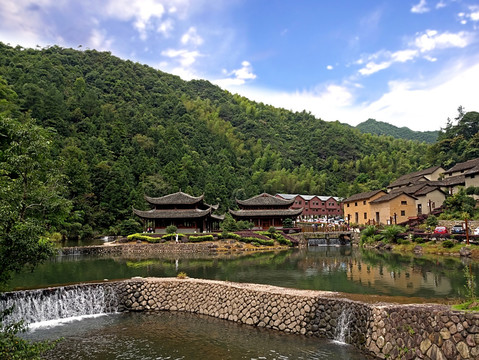 武义牛头山外湖景点入口全景