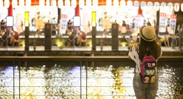 日本商业街游客观光夜景高清大图