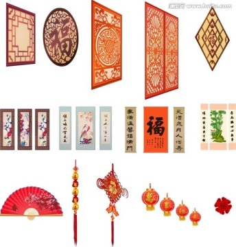 古鎮(zhèn)門聯(lián) 矢量圖