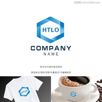 時尚漸變六邊形標志