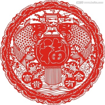 剪紙 魚躍龍門