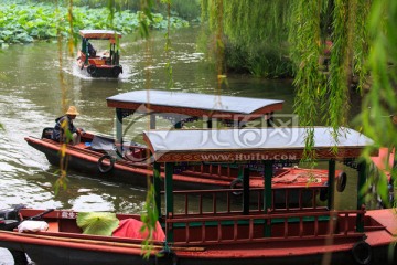 圆明园湖水荷花游船