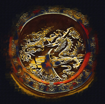 復(fù)古畫(huà) 中國(guó)傳統(tǒng)文化 龍騰