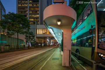 香港街景 有轨电车 车站