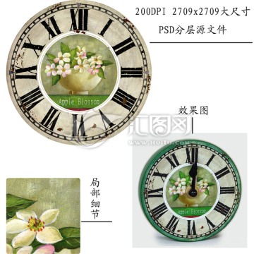 鐘面花紙 掛鐘設(shè)計(jì) 合理分層