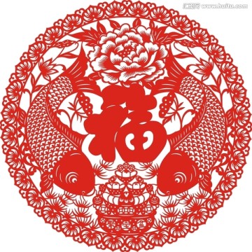 剪紙 全家福
