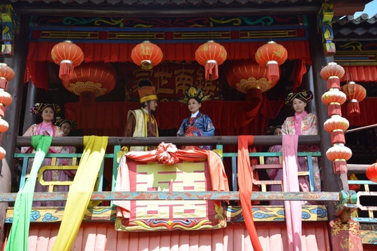 中式婚礼 传统建筑 红灯笼
