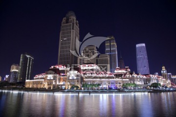 天津夜景 海河夜景 津湾广场