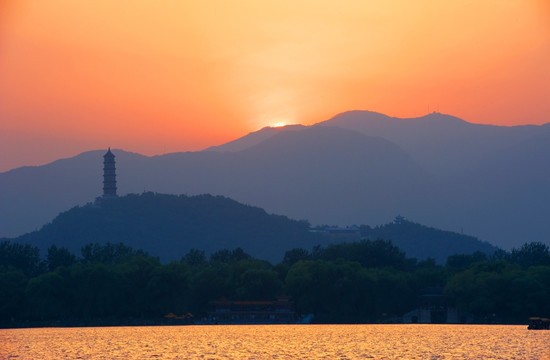 北京西山落日余晖