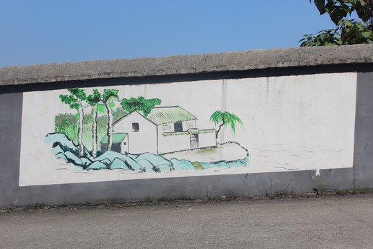 简约新农村艺术手绘墙画