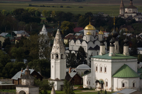 俄罗斯乡村教堂鸟瞰风光
