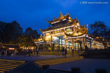 四川都江堰南桥夜景