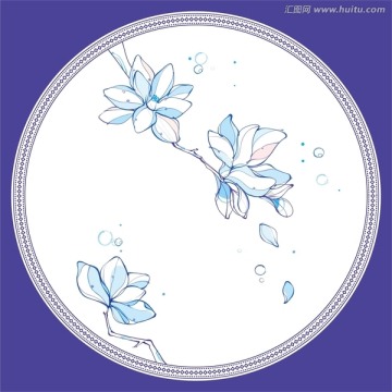 青花瓷盤花紋