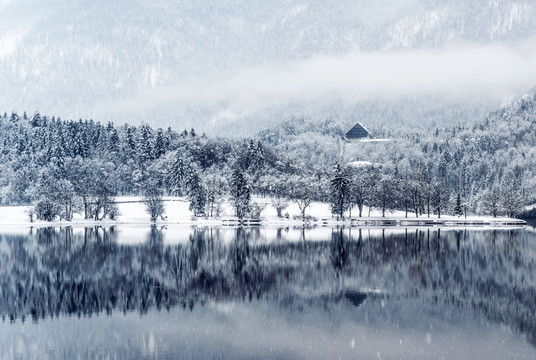 山中雪景