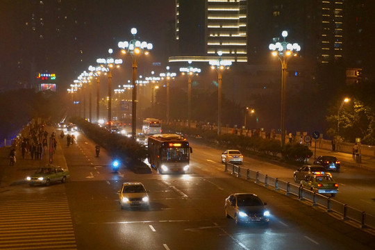 成都九眼桥夜景 俯拍九眼桥