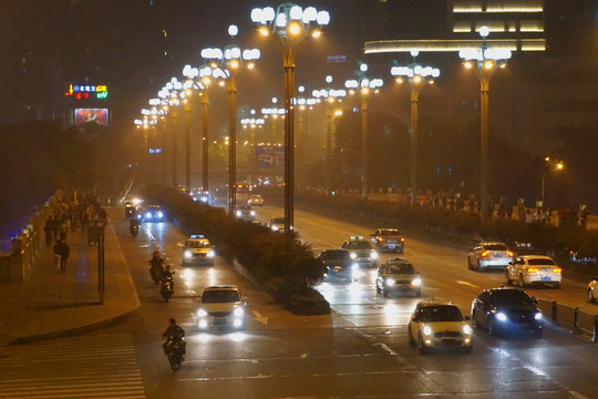 成都九眼桥夜景 俯拍九眼桥