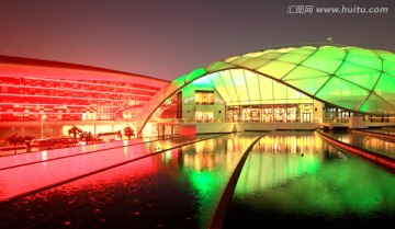 现代建筑 城市夜景水景