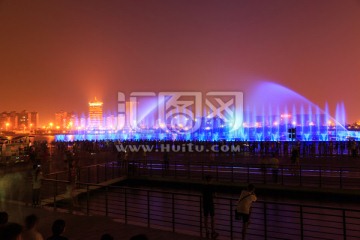 钦州白石湖公园 音乐喷泉 夜景