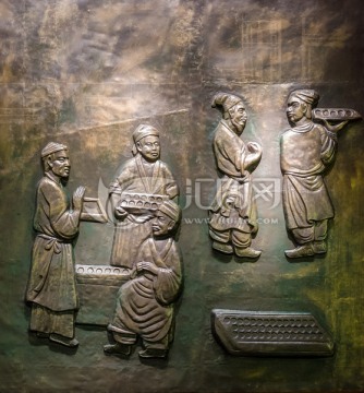 古代铸币流程图 铸币浮雕墙