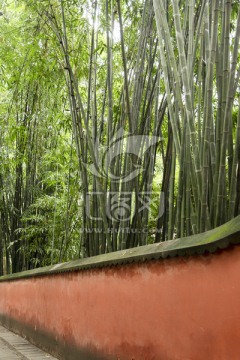 杜甫草堂 花径红墙竹林