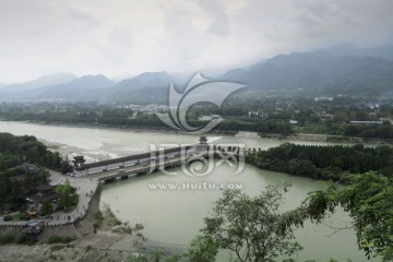 都江堰景区 俯视都江堰