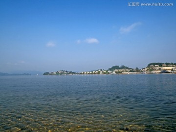 淳安千岛湖桃源山庄清澈湖水全景