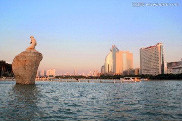 厦门筼筜湖 白鹭洲女神 夕阳