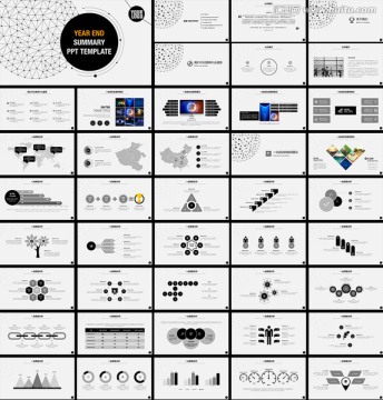 60页黑白年终总结PPT模板