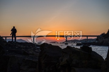 夕阳西下 日落 洞头