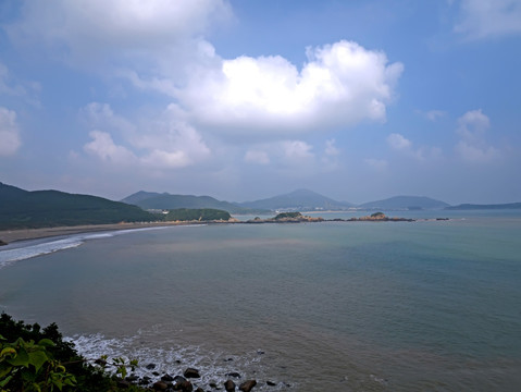 舟山朱家尖大青山里沙海湾全景