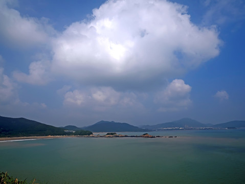 舟山朱家尖大青山沙滩海洋全景