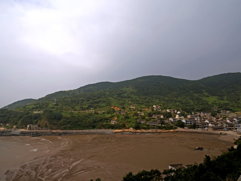 舟山朱家尖大青山筲箕湾渔村全景