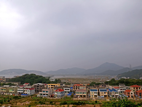 舟山朱家尖大青山黄山村码头全景