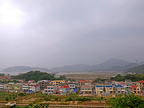 舟山朱家尖大青山黄山村码头全景