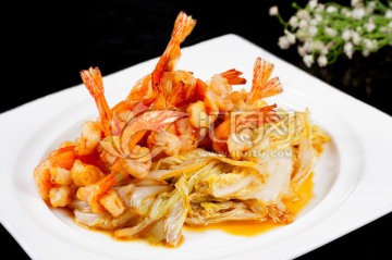 鲜虾炒白菜