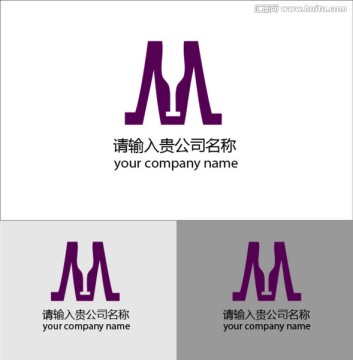 葡萄酒LOGO 字母M标志