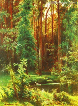 風(fēng)景油畫 樹林邊緣