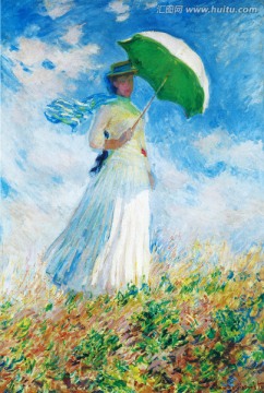 高清大图人物油画 打伞的女人