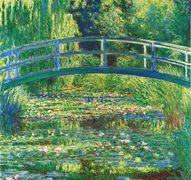 风景油画 睡莲和日本桥
