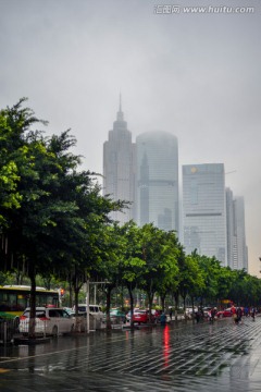 雨天城市背景