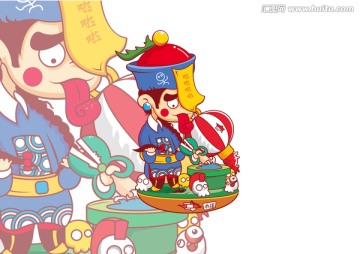 搞怪卡通小僵尸矢量插畫