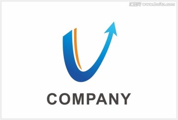 矢量蓝色U字母箭头logo出售