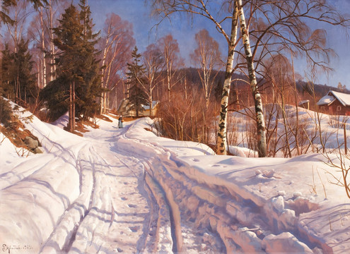 溫冬森林雪景