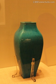 孔雀绿釉方瓶