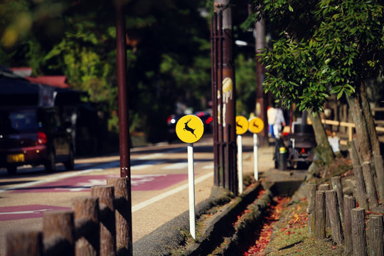 奈良交通小鹿警示牌