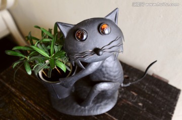 猫造型铁艺盆栽