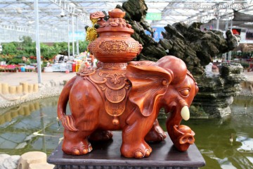 木雕 大象