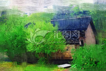電腦油畫 農(nóng)家院