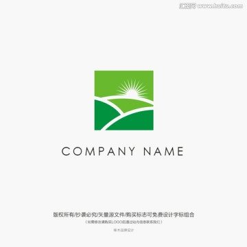 农田农业太阳标志logo