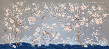 花鳥圖 花鳥壁畫 手繪花鳥